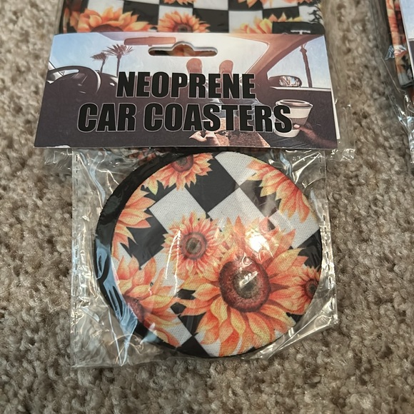 Sunflowers koozie and car coasters - Picture 2 of 4